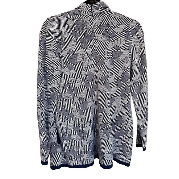 Lands' End Women's Jacquard Navy Blue & White Leaf Open Cardigan Size Small  6-8 - Picture 7 of 7